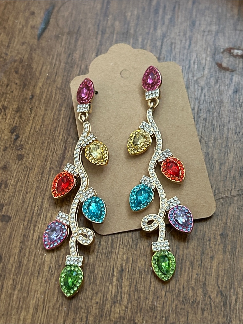 Multicolor Teardrop Crystal Dangle Earrings. Perfect for Christmas!